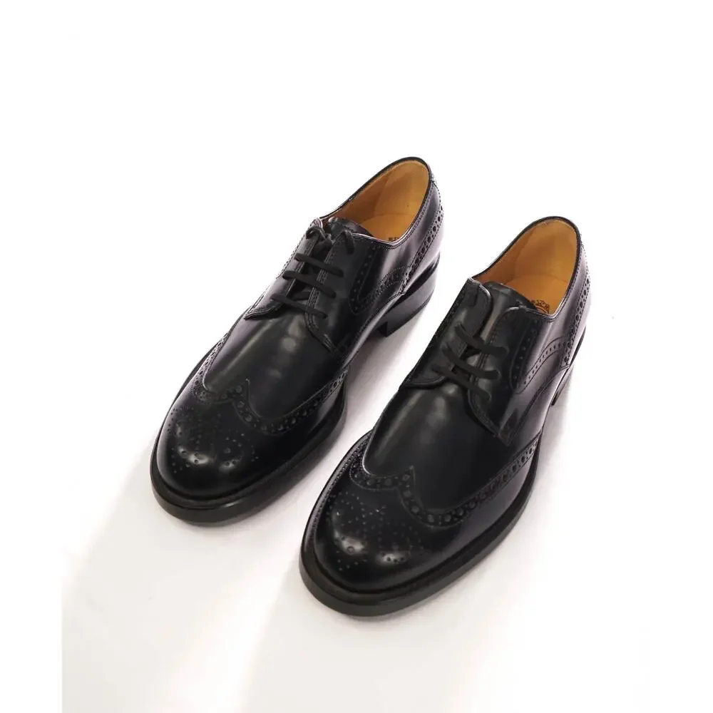 $750 TOD'S - Black Leather Wingtip Derby - US 9.5 (UK 8.5)